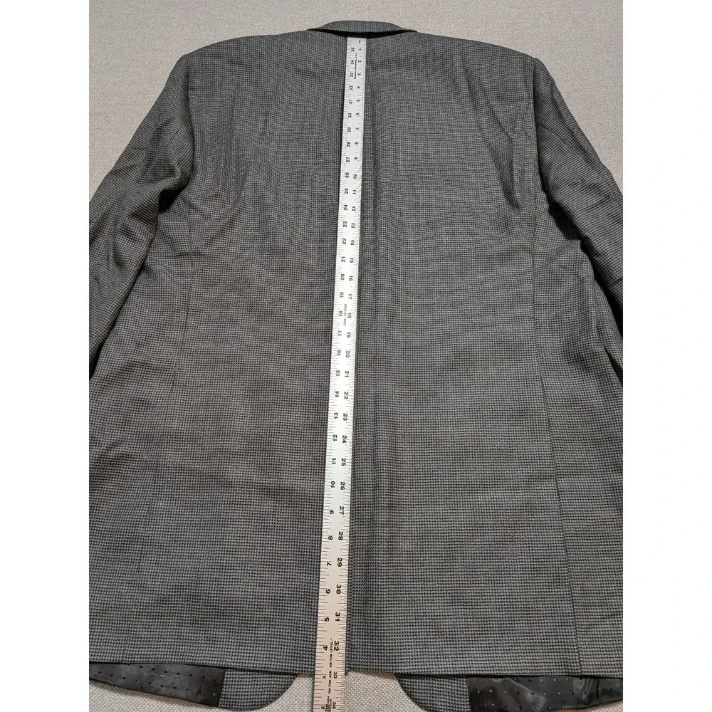 Turnbury Men's Blazer 46L Gray Houndstooth Wool Stretch Sport Coat Suit Jacket